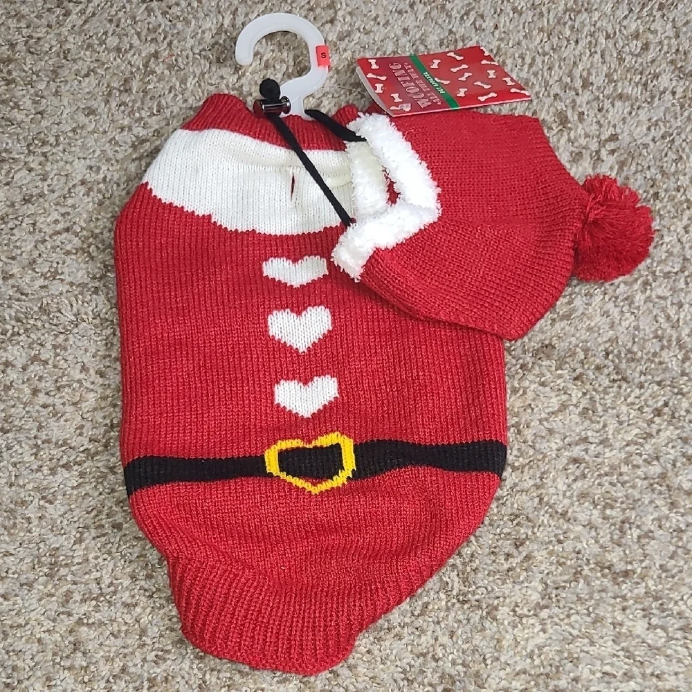 Red Santa Pet Sweater with Hat
